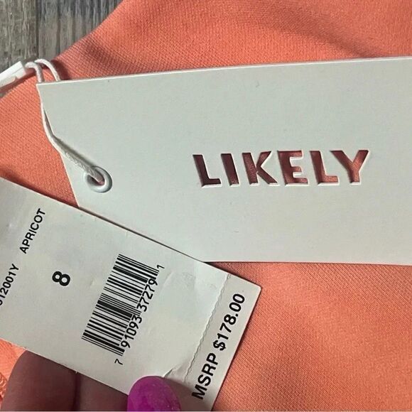 NWT LIKELY X REVOLVE Charles apricot Crossover-Neck Sleeveless Cocktail Dress - Picture 8 of 9